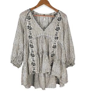 Free People Another Special Day Boho Embroidered Tunic Top Size XS Oversized
